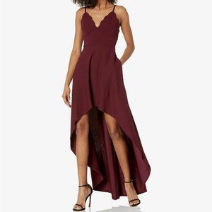 Speechles Scalloped V-Neck High Low Burgundy Party Dress, Juniors 13, NWT
